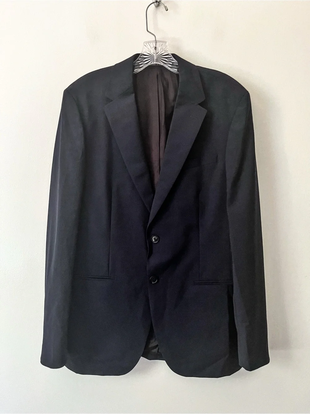 Reiss Hope Wool Blend Notch Lapel 2 Button Travel Blazer Stretch Navy Blue 38S